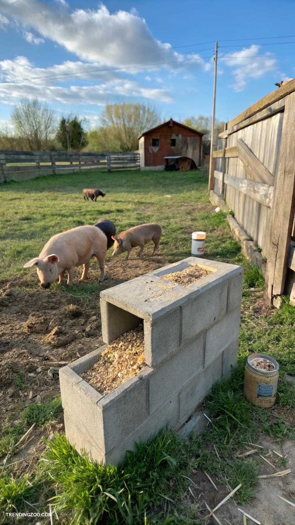 diy pig feeder ideas Cinder block feeding station