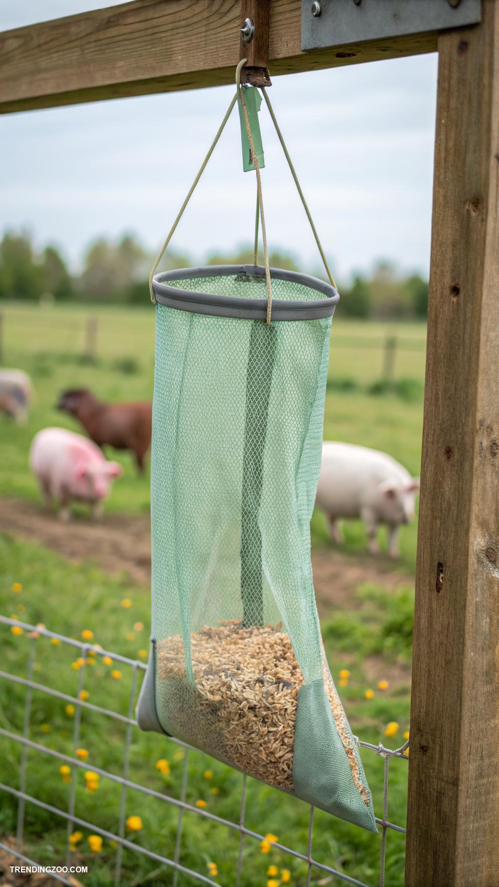 diy pig feeder ideas Hanging mesh bag feeder