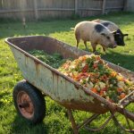 diy pig feeder ideas Old wheelbarrow as a feeder