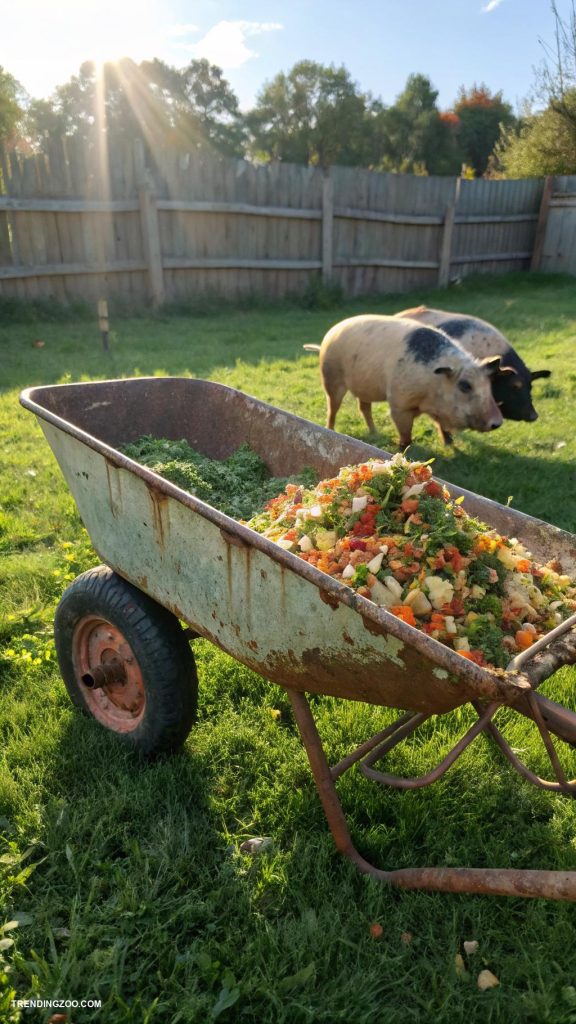 diy pig feeder ideas Old wheelbarrow as a feeder