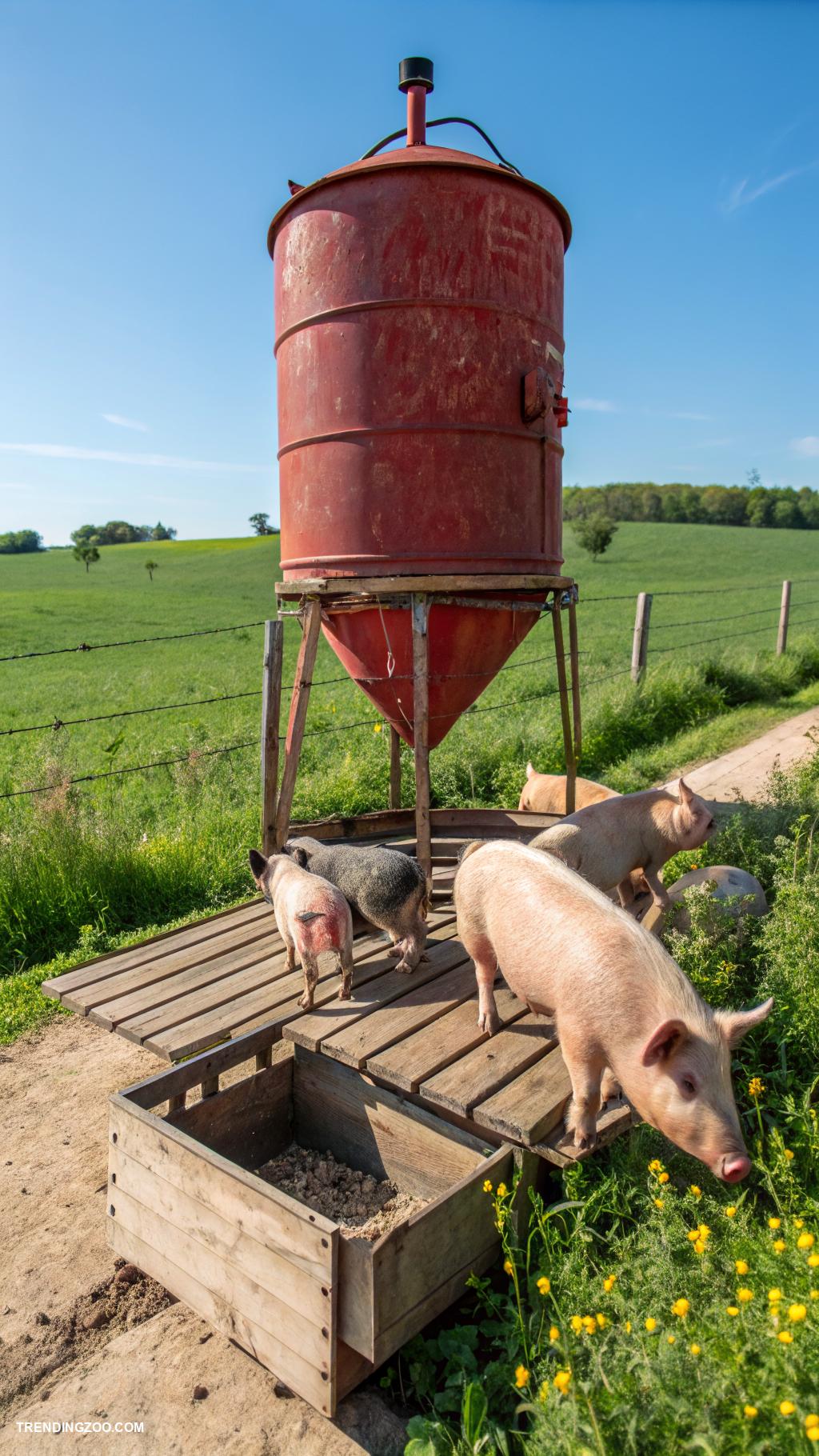 diy pig feeder ideas Repurposed grain bin feeder