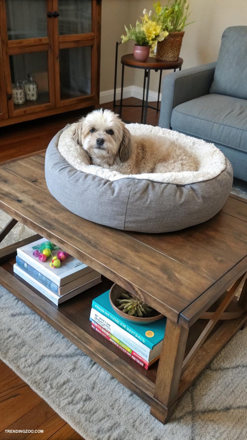 dog bed ideas for living room Dog bed under coffee table