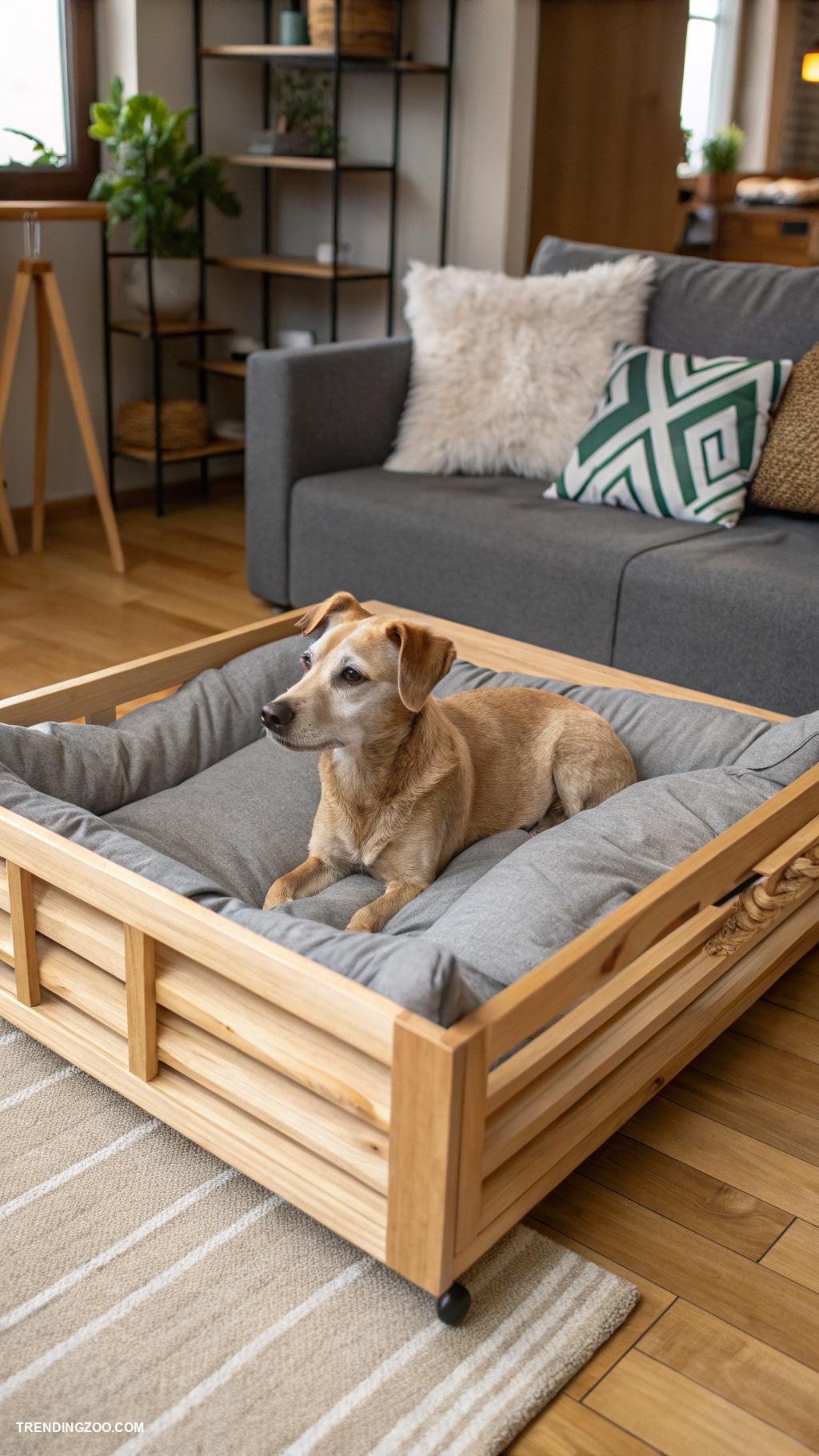 dog bed ideas for living room Elevated wooden dog bed frame
