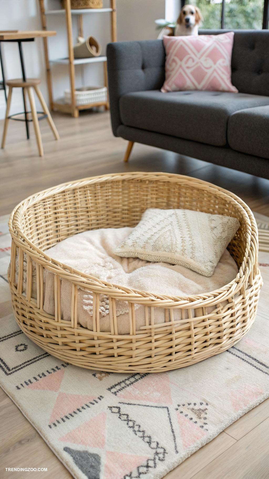 dog bed ideas for living room Stylish wicker basket bed