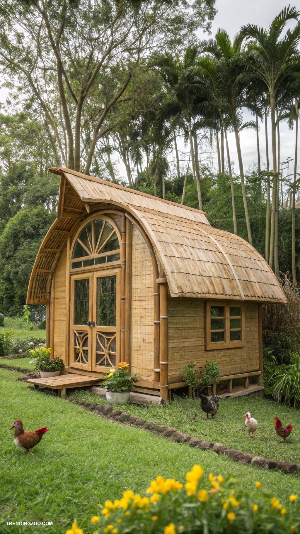green chicken coops Coop made from bamboo materials
