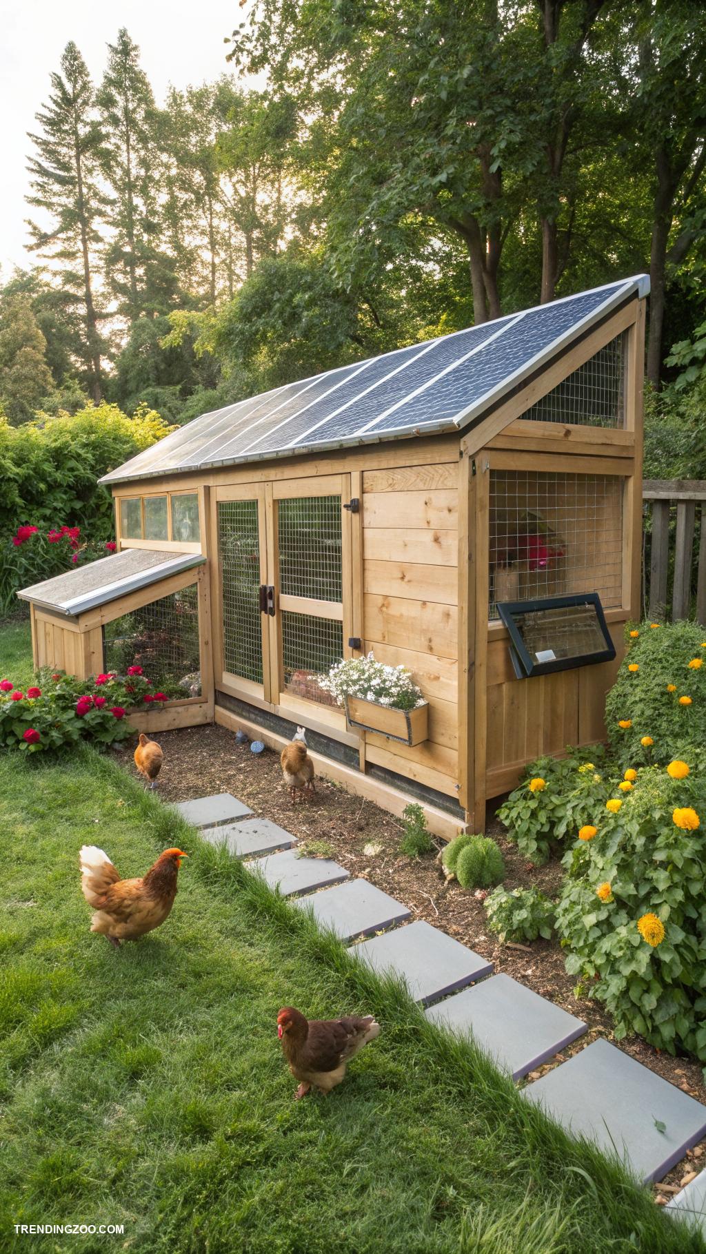 green chicken coops Solar powered coop with nesting boxes