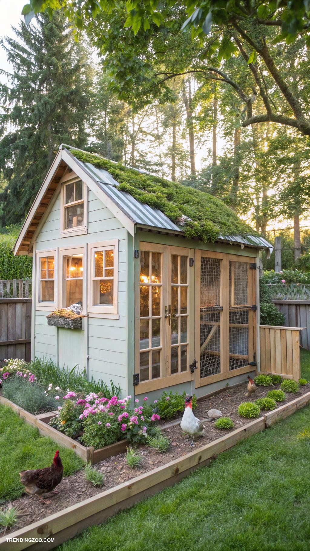 green chicken coops Upcycled shed transformed into a coop