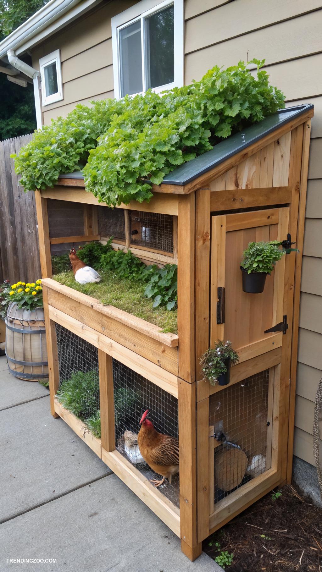 green chicken coops Vertical garden chicken coop for small spaces