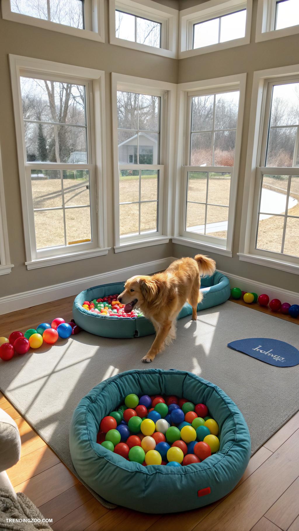 indoor dog play area Indoor fetch with soft balls