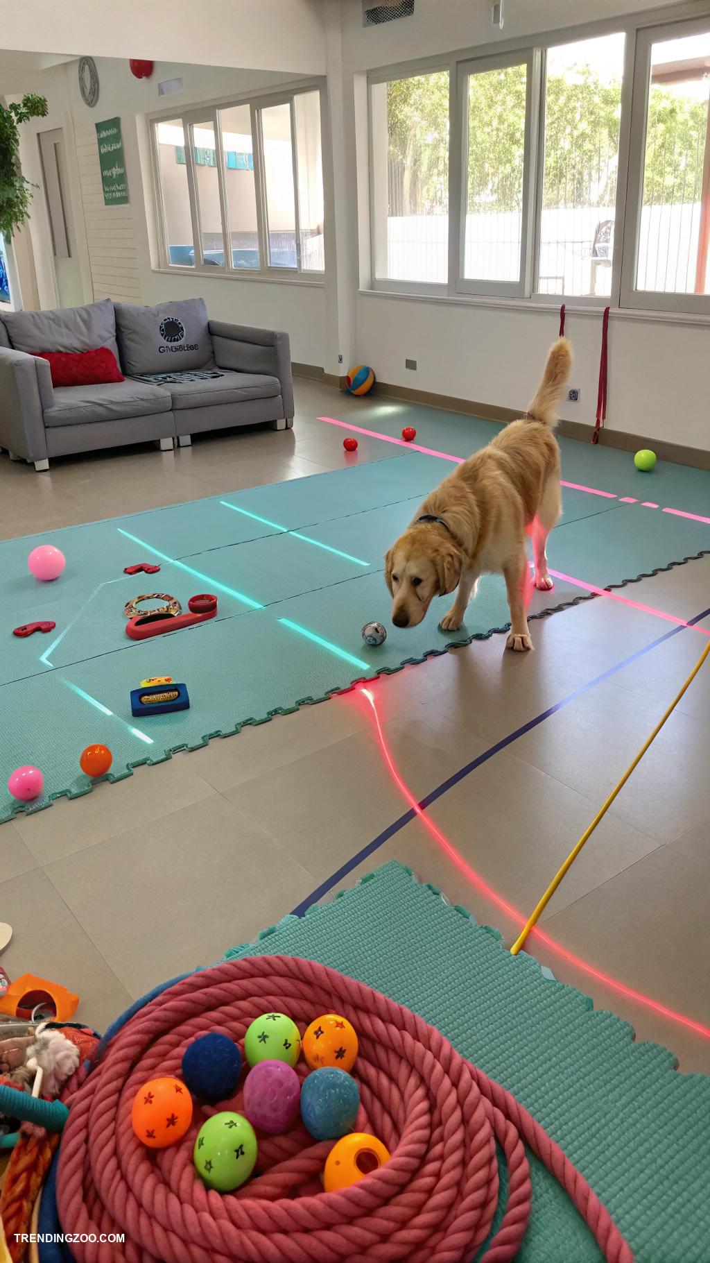 indoor dog play area Interactive play with laser pointers