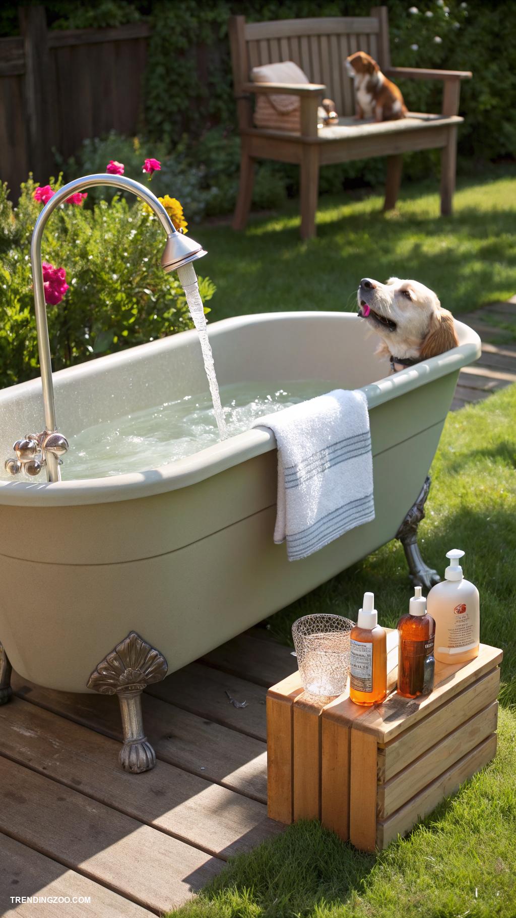 outside dog washing station Outdoor bathtub with anti slip surface