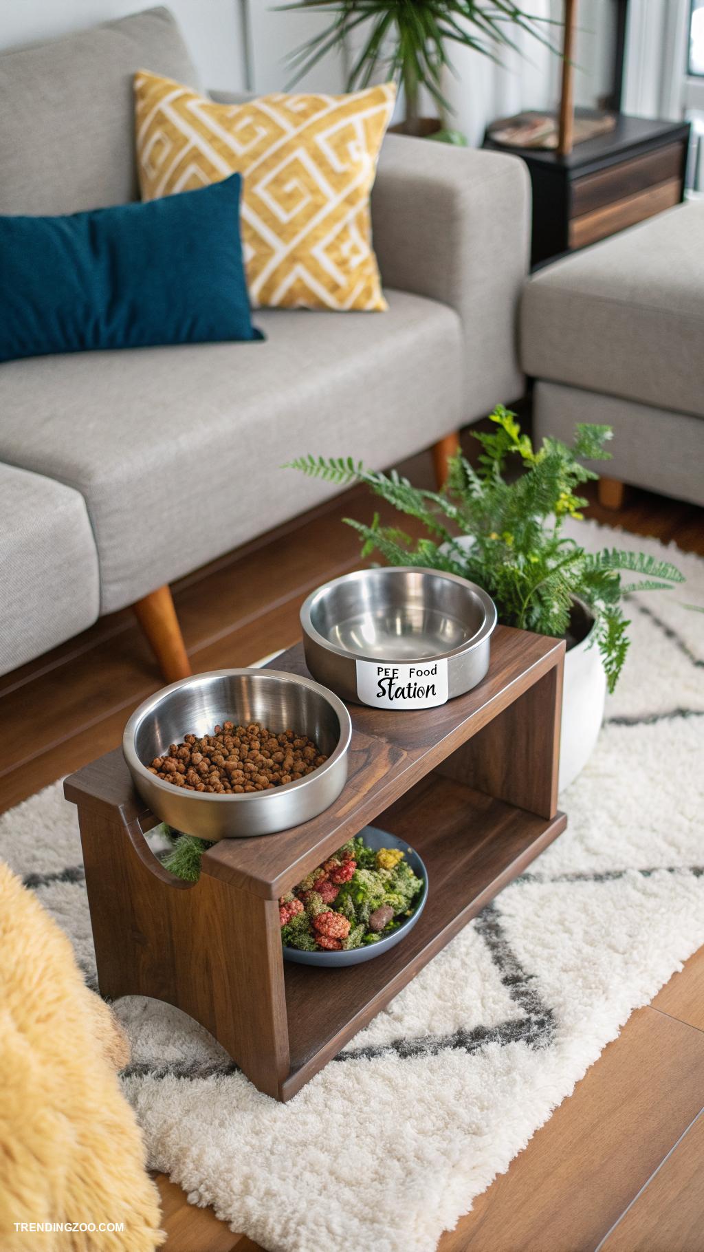 pet friendly living room Install a pet food station