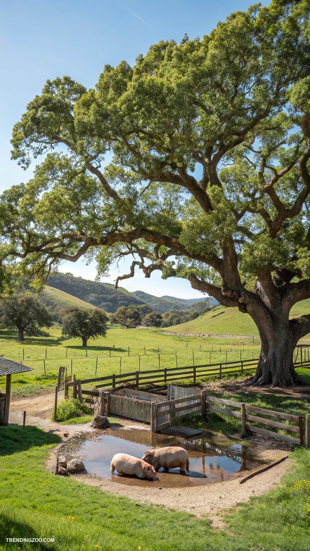 piggery farm design Natural shade trees for outdoor areas