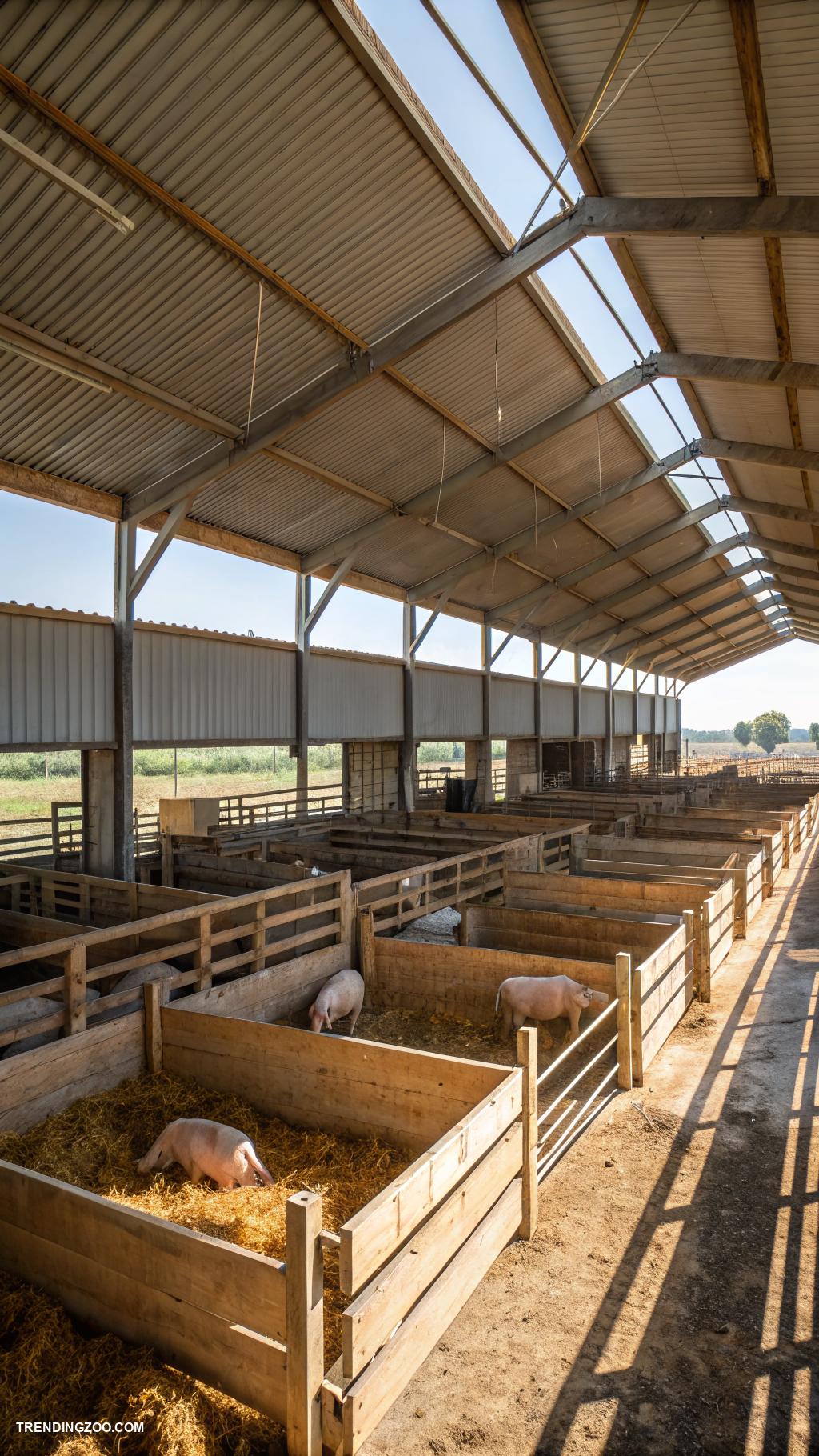 piggery farm design Open air pig barn for natural ventilation