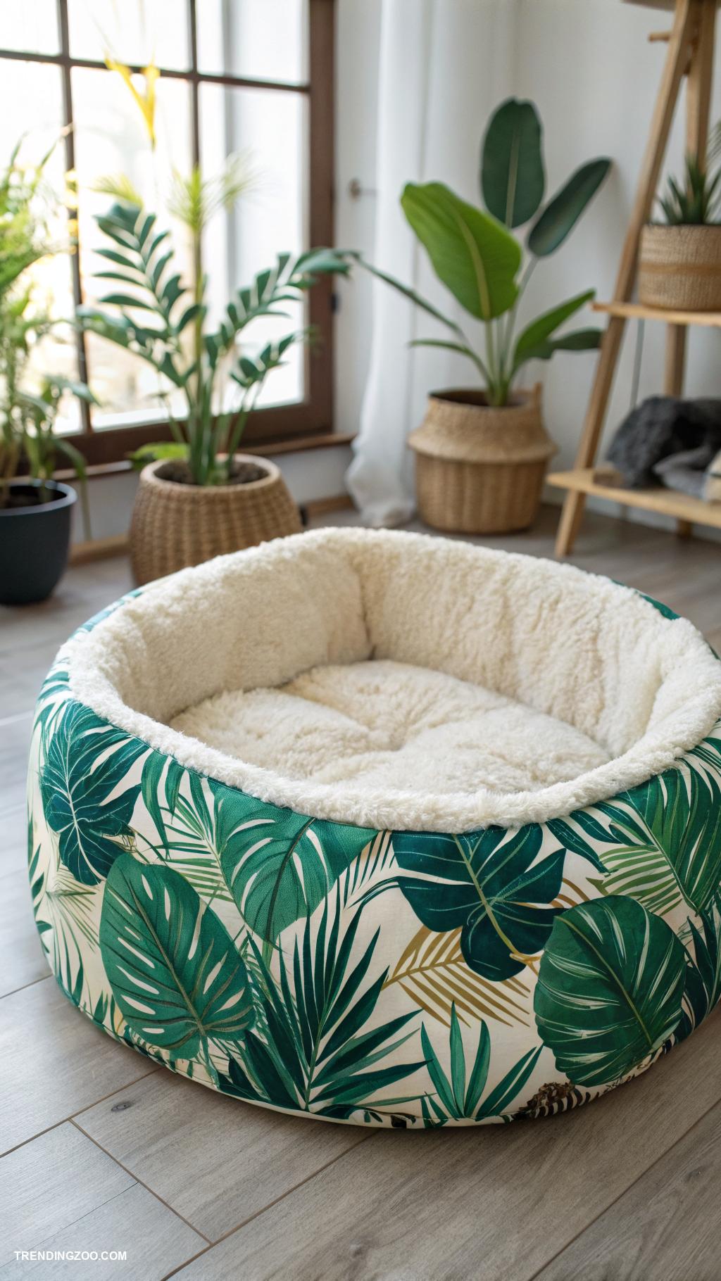 aesthetic dog bed Bohemian style palm leaf mattress