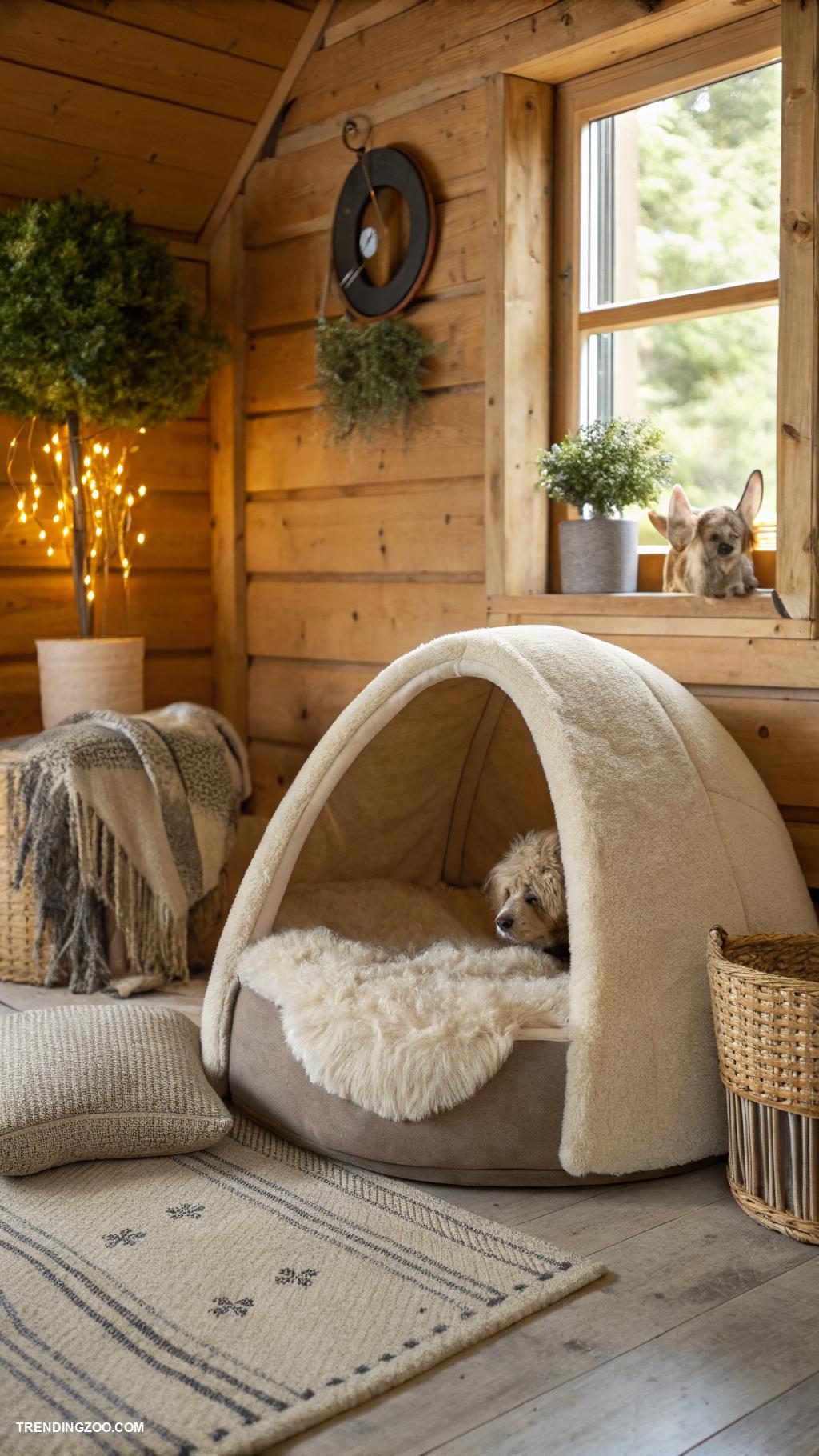 aesthetic dog bed Luxury fur lined cave bed