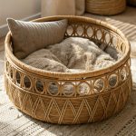 aesthetic dog bed Woven rattan basket for a natural look