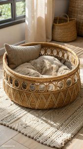 aesthetic dog bed Woven rattan basket for a natural look