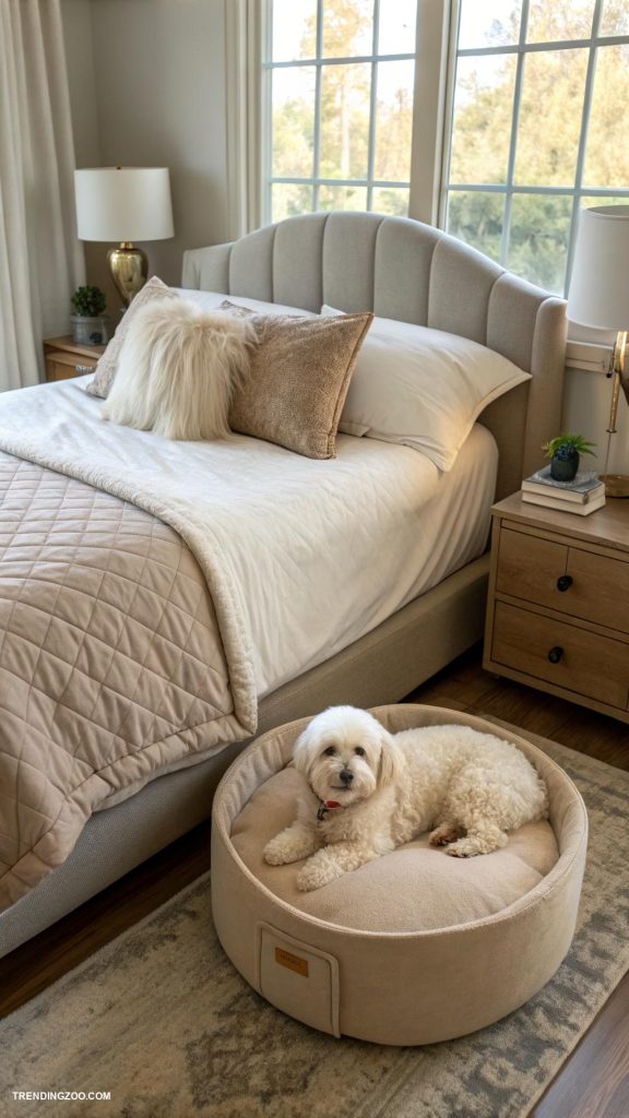bed with dog bed attached Bedside pet beds for easy access