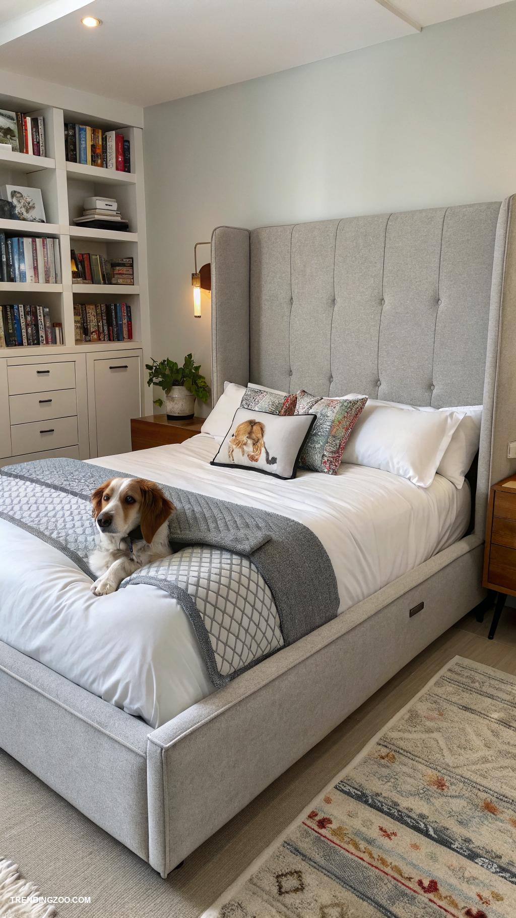 bed with dog bed attached Built in dog bed in headboard design