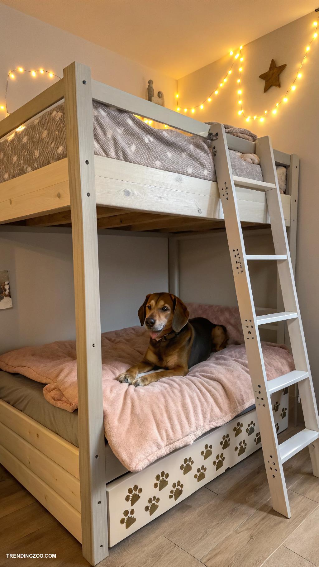 bed with dog bed attached Bunk bed for pets and humans