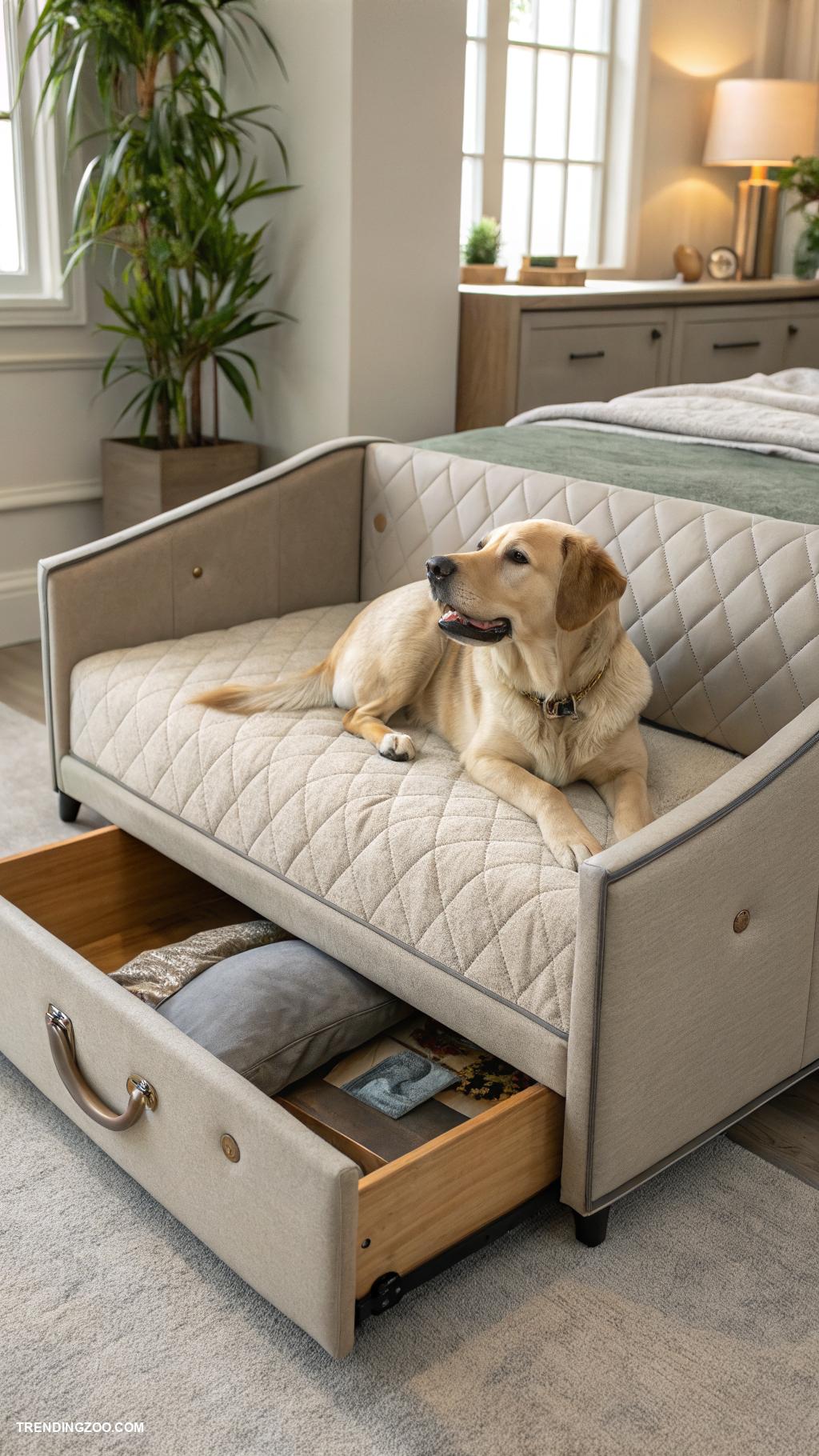 bed with dog bed attached Convertible dog bed with storage drawer
