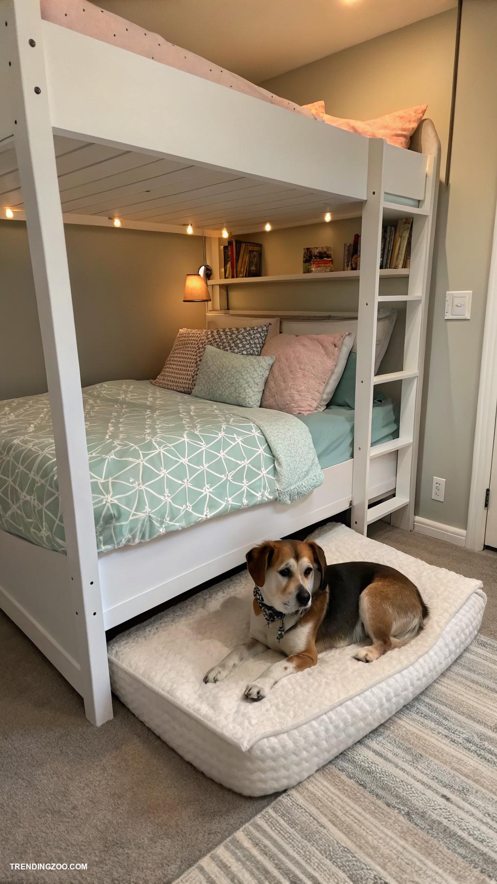 bed with dog bed attached Lofted bed with dog space underneath