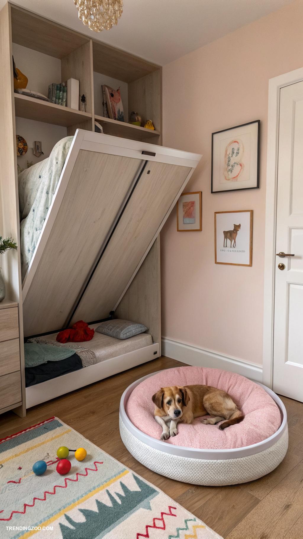 bed with dog bed attached Murphy bed with attached pet sleeping area