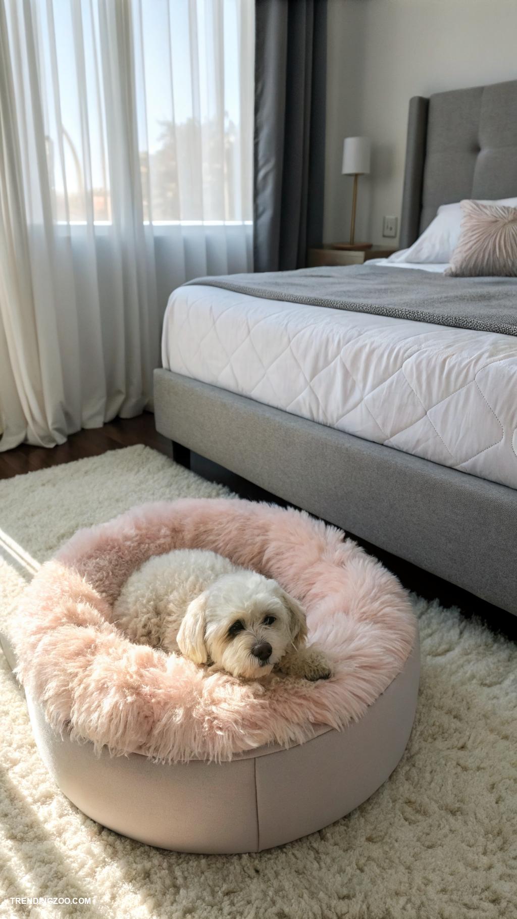 bed with dog bed attached Nestled dog bed beside a sleep number