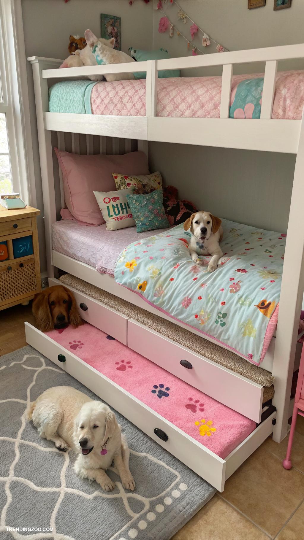 bed with dog bed attached Trundle bed for sleepovers with dogs