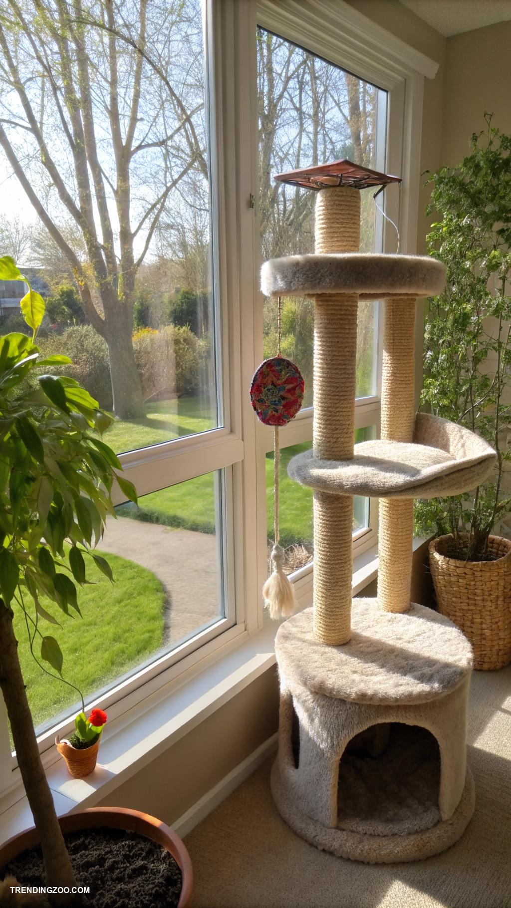 cat area in house Cozy cat tree by the window