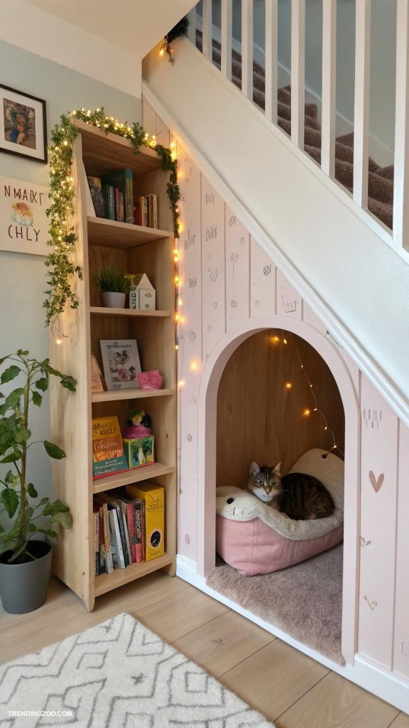 cat area in house Under stair cat hideaway