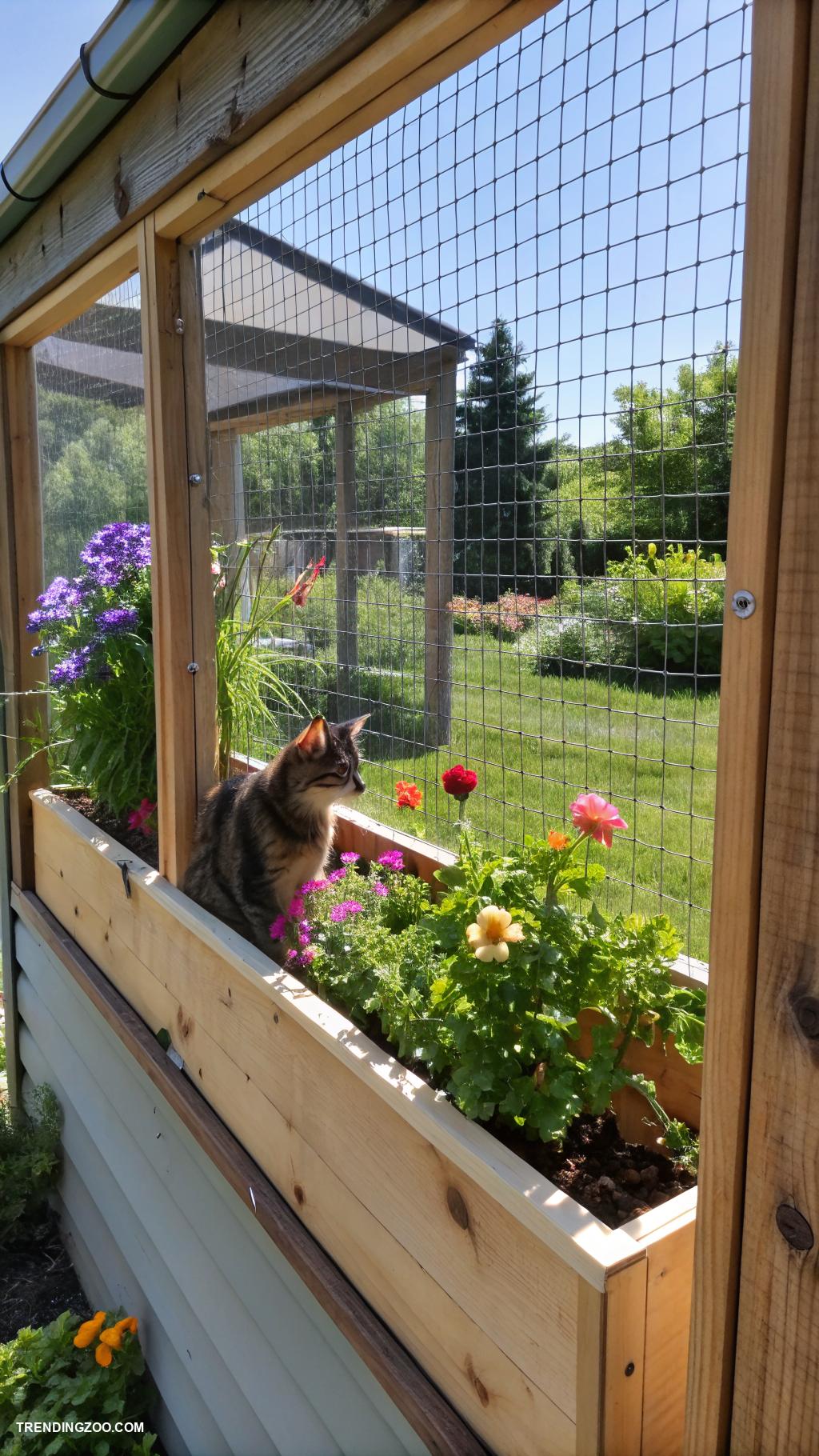 cat outside enclosure Window box with mesh for fresh air