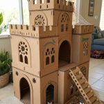 cat playhouse Cardboard castle with multiple levels