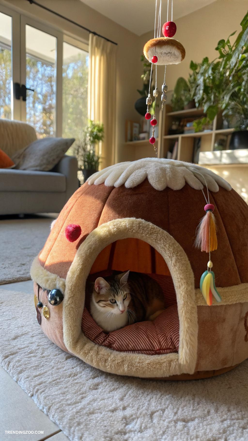 cat playhouse Cushioned cat cave for cozy naps