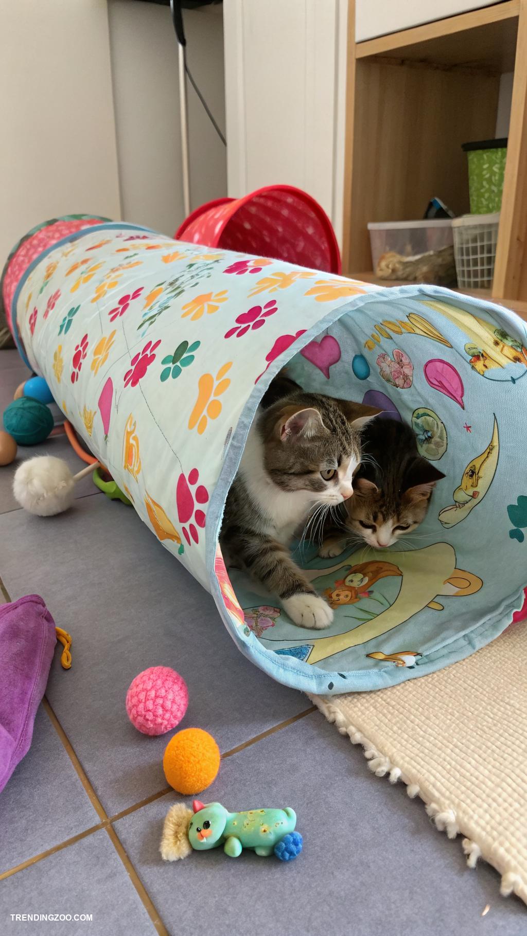 cat playhouse DIY fabric tunnel for hiding and playing