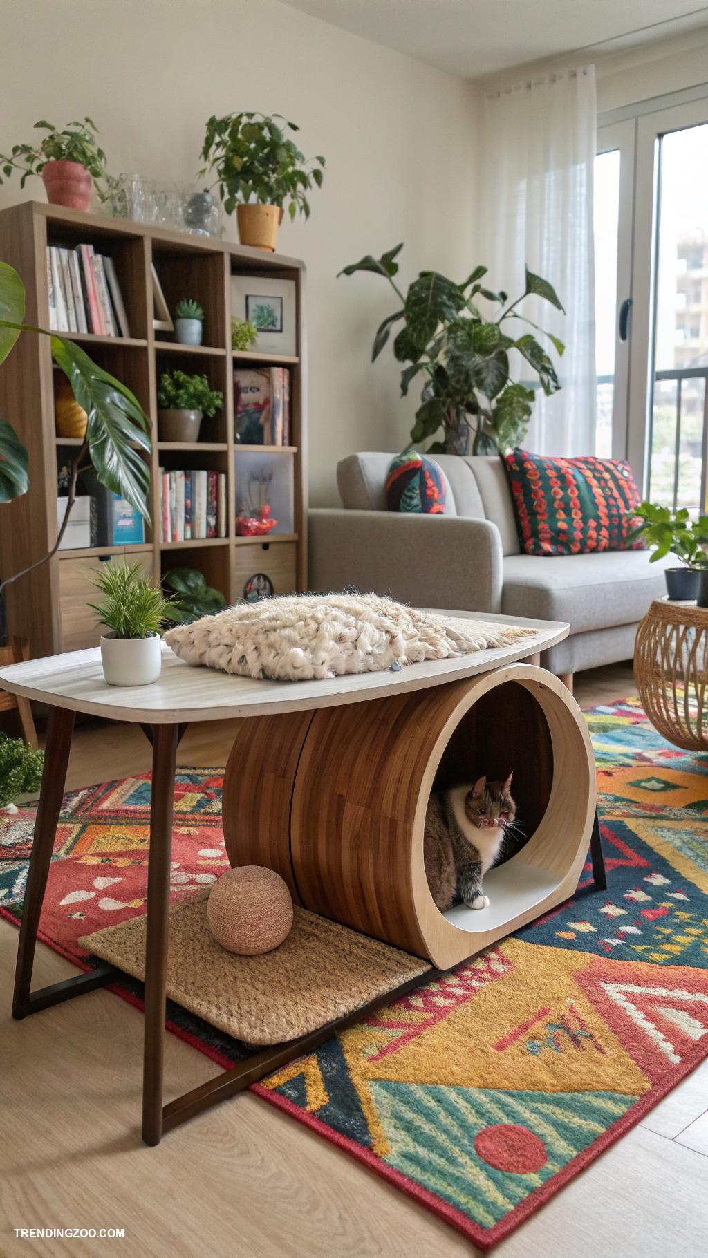 cat playhouse Hiding spots built into furniture
