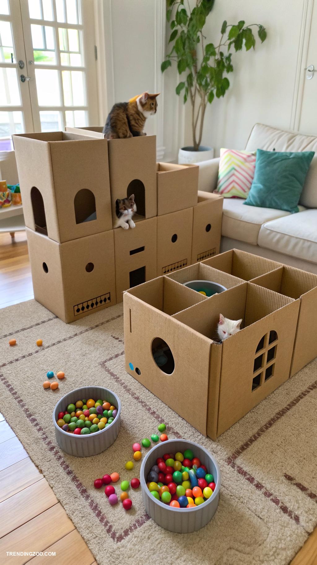 cat playhouse Interactive box maze with treats inside