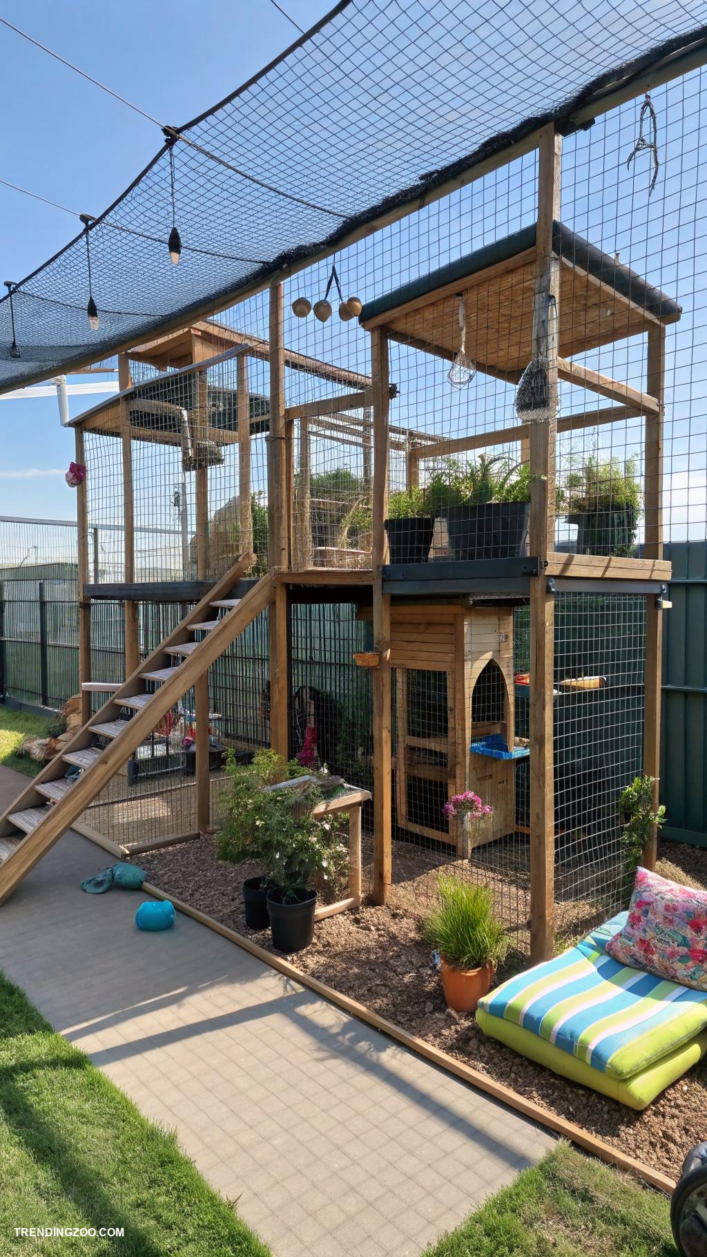 cat playhouse Outdoor catio with climbing frames