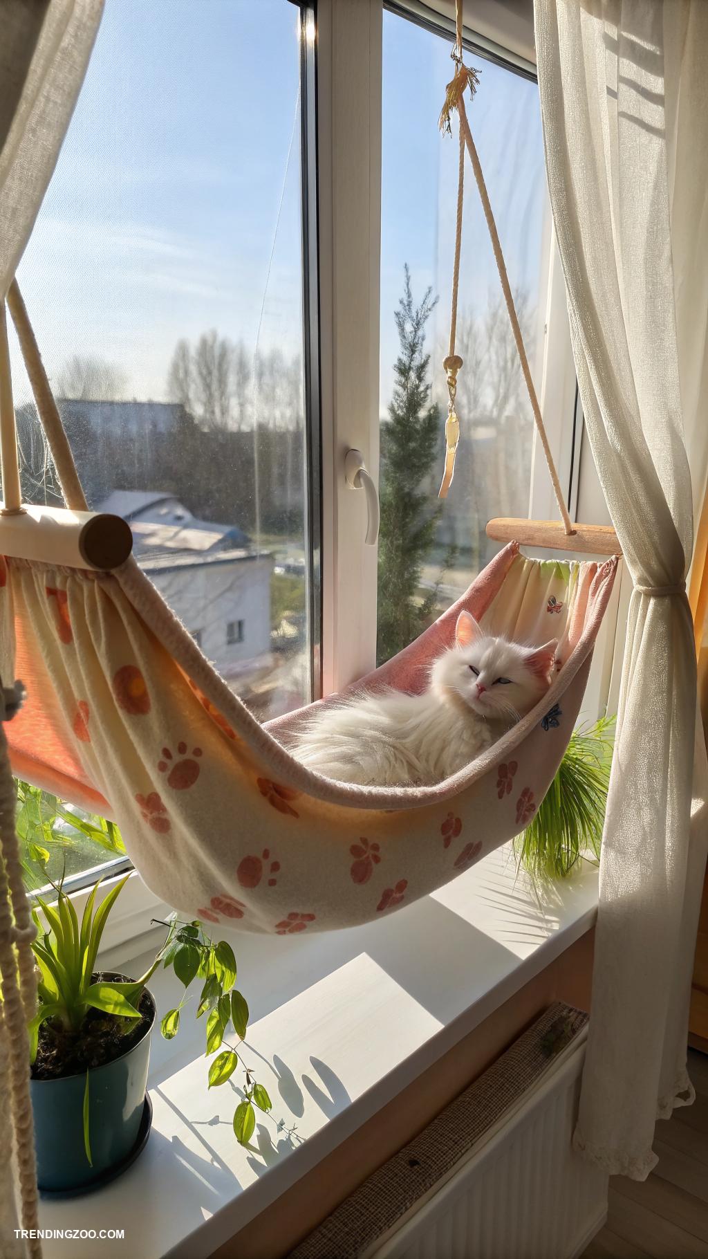 cat window hammock ideas Incorporate a cozy blanket for comfort