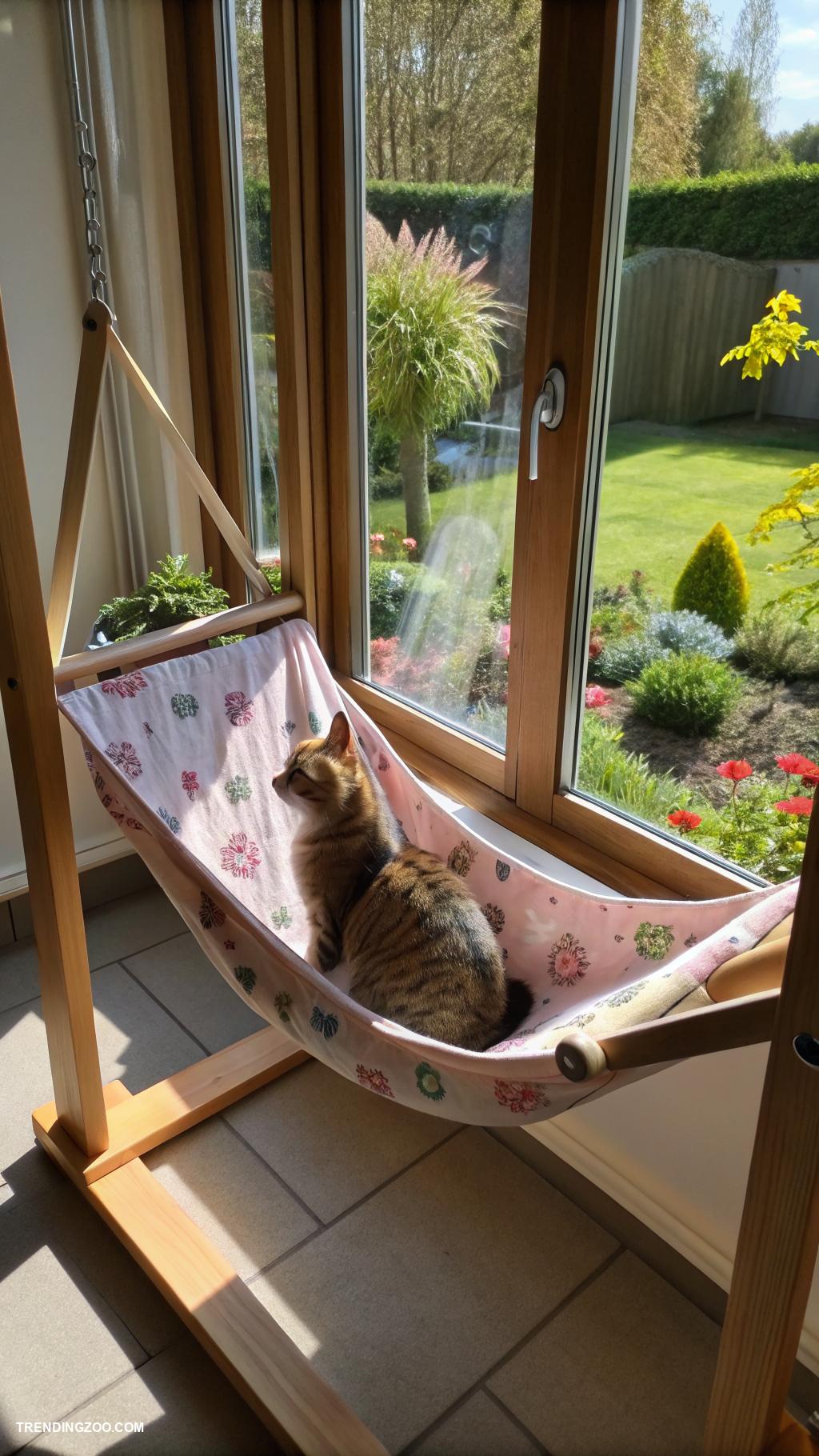 cat window hammock ideas Use a wooden frame for stability