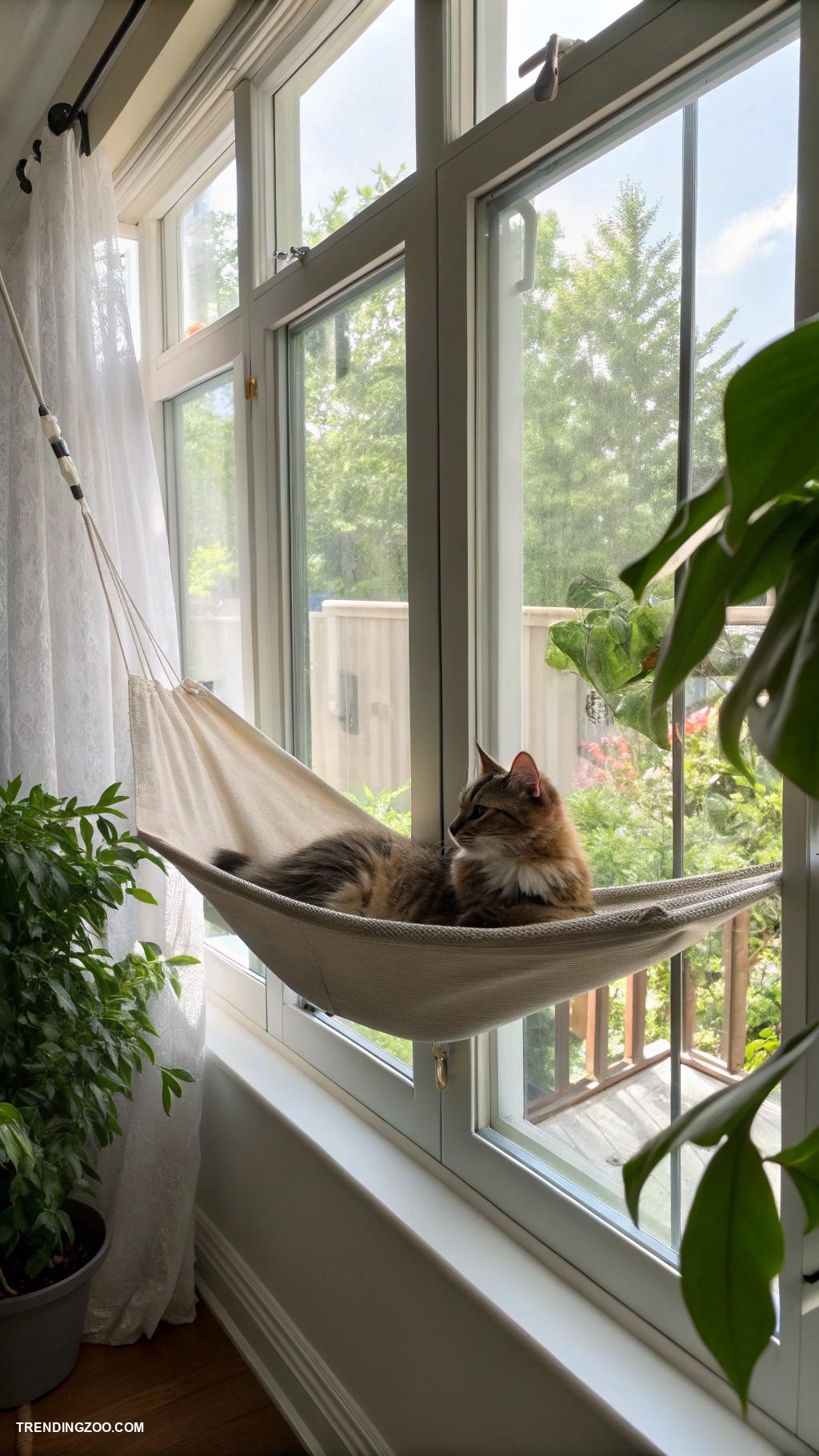 cat window hammock ideas Use breathable mesh for ventilation