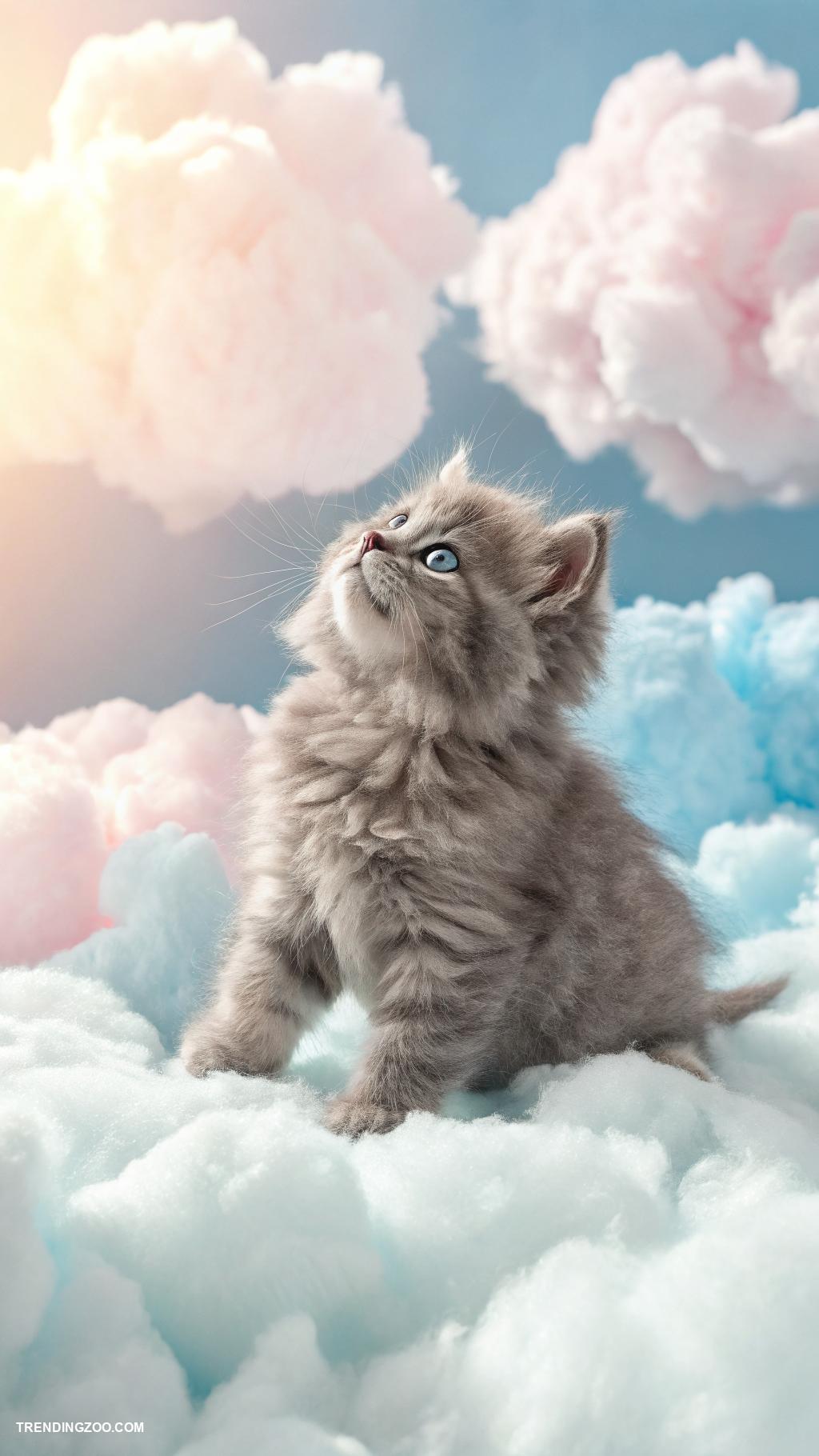 cute kitten phone wallpapers A kitten surrounded by fluffy clouds