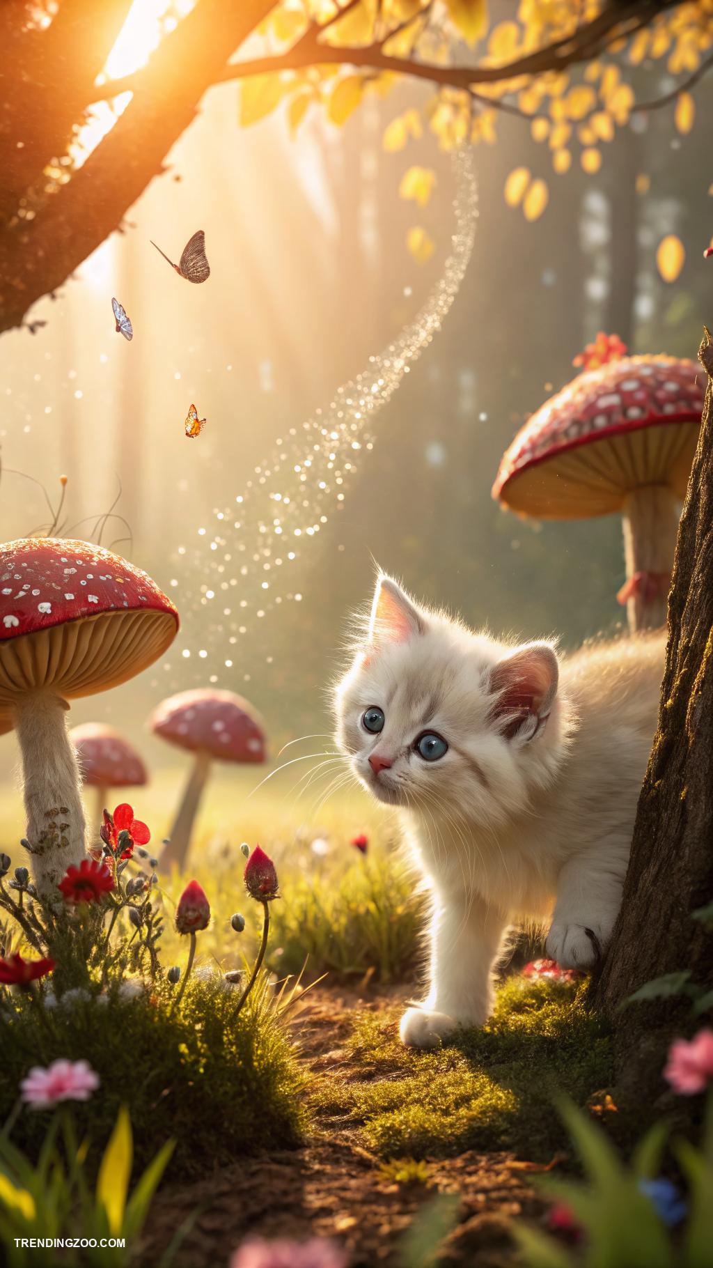 cute kitten phone wallpapers Kittens exploring a whimsical fairy tale land