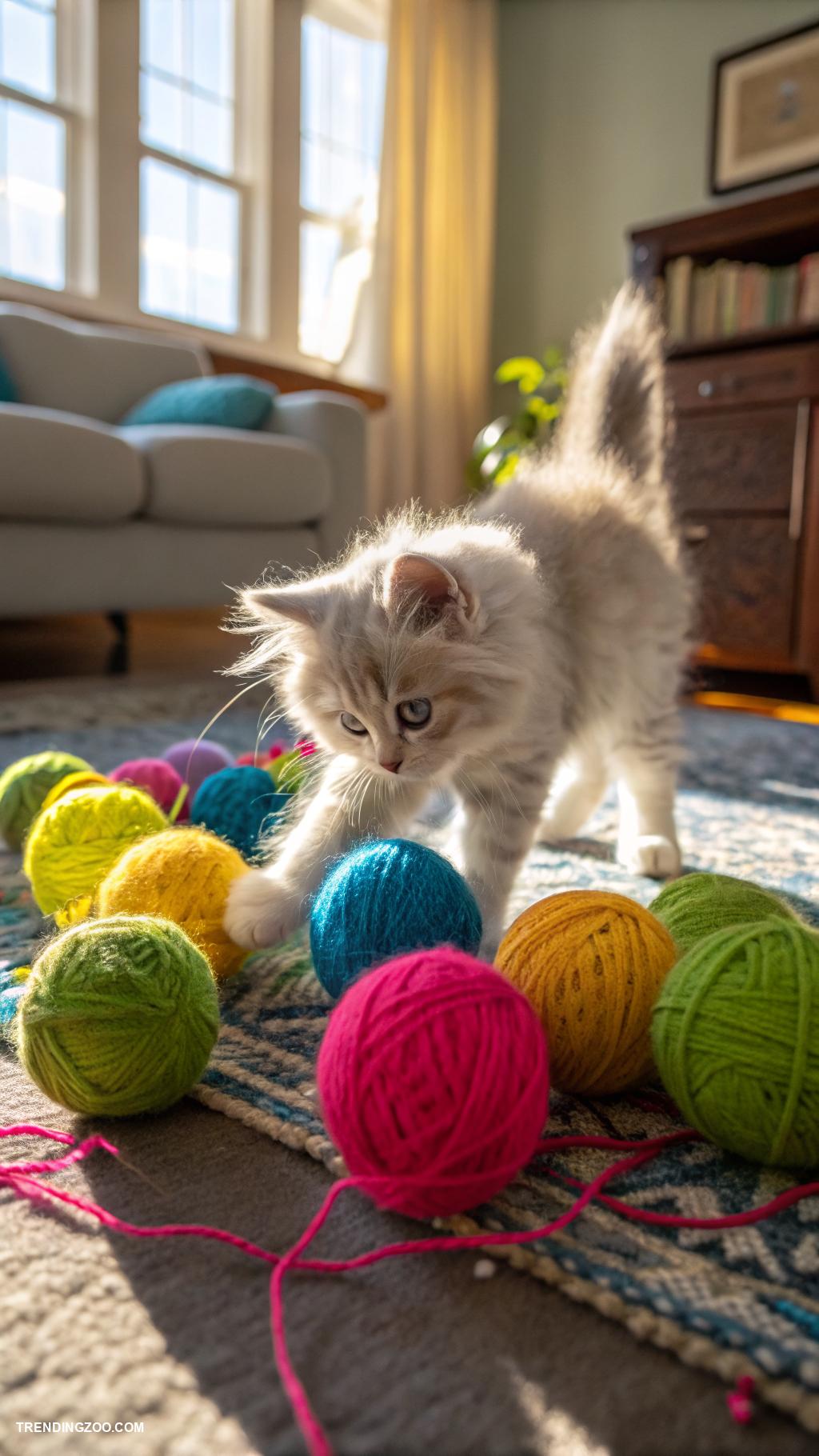 cute kitten phone wallpapers Playful kittens with colorful yarn balls