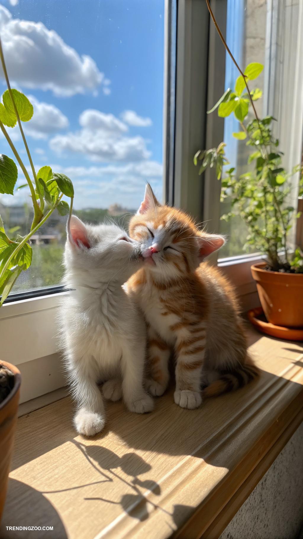 cute kitten phone wallpapers Two kittens cuddling on a sunny windowsill
