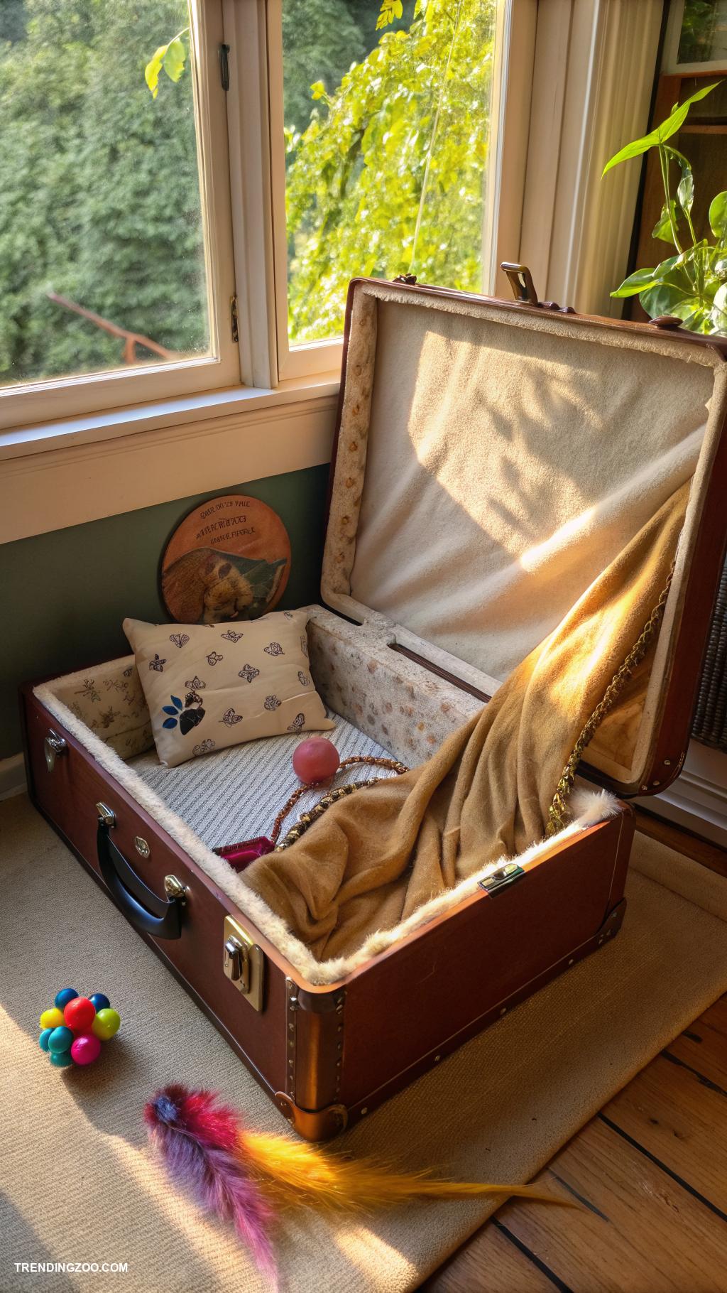 diy cat home Cozy hideaway using an old suitcase