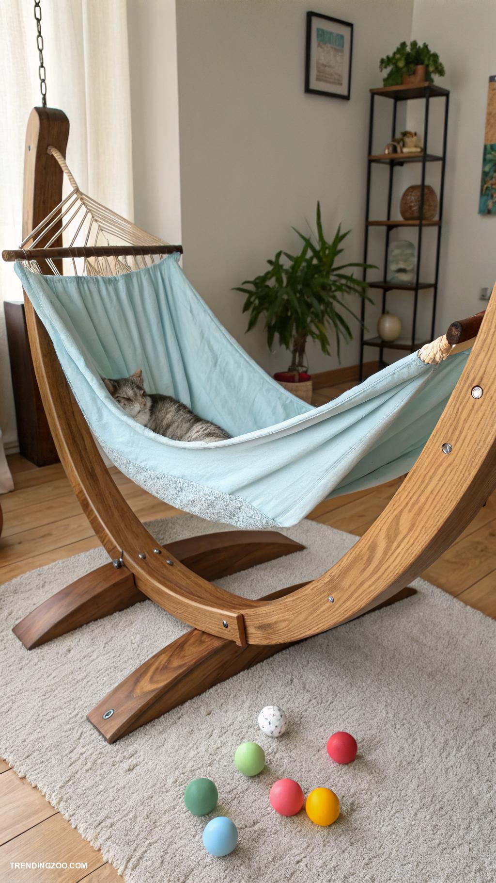 diy cat home Hammock bed made from fabric and wood