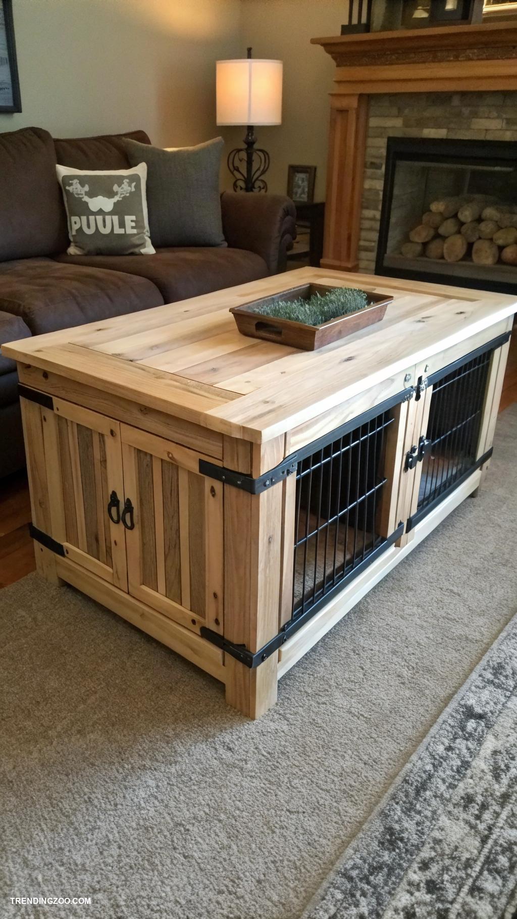 diy double dog crate furniture Double crate coffee table design