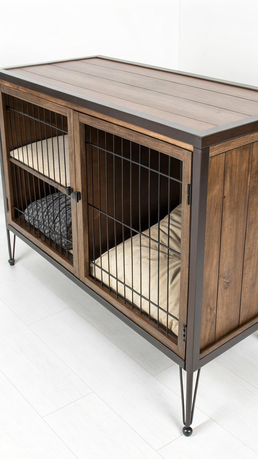 diy double dog crate furniture Modern console table with dual crates